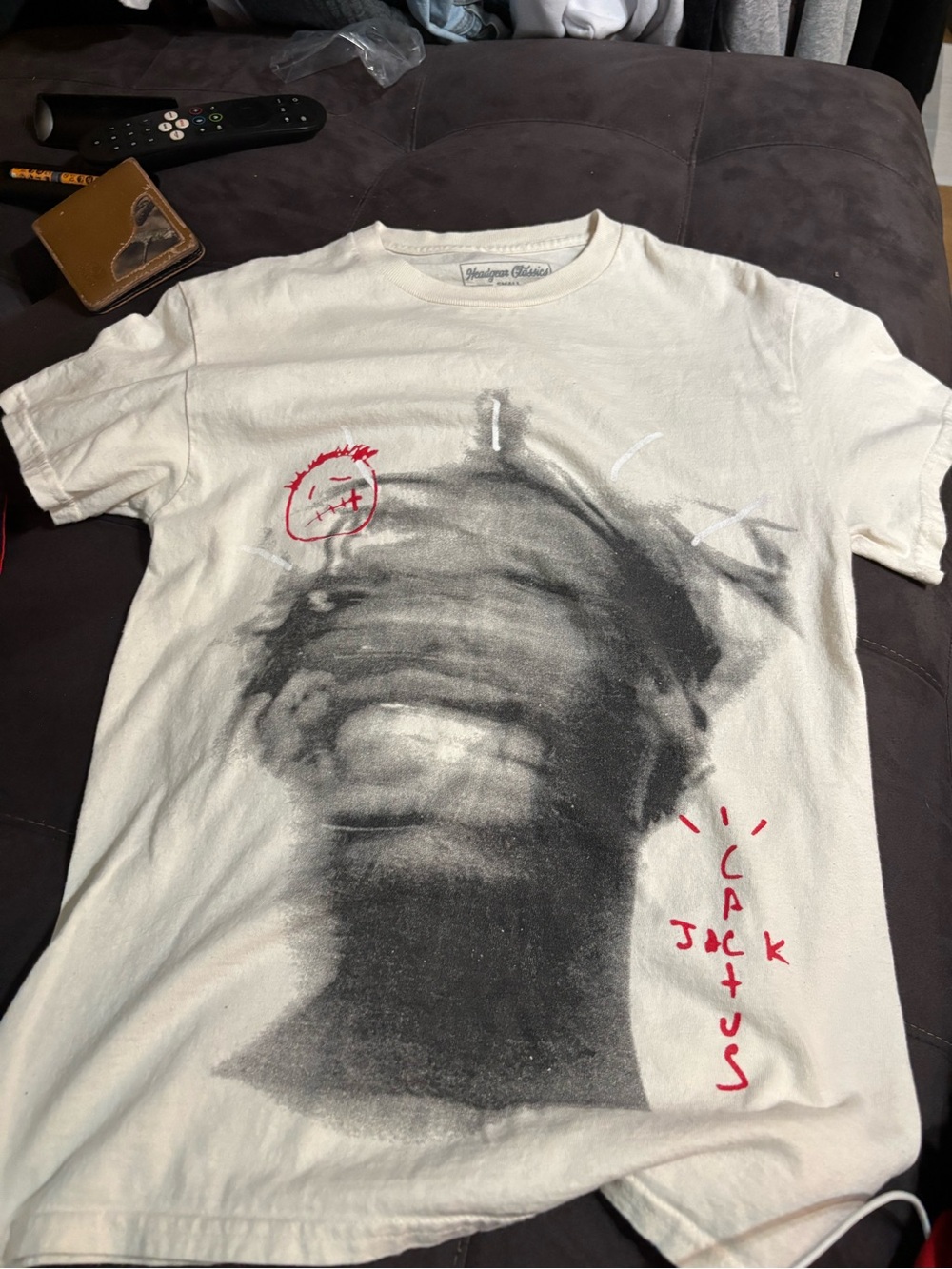 Graphic Portrait Short-Sleeve Tee in White with Red Accents Cactus Jack